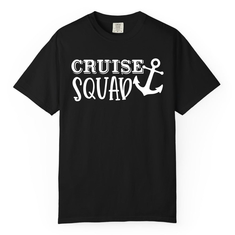Cruise Squad Shirt - Nautical Cruise Group Matching Anchor Shirts (Comfort Color) in Black - Cruise Squad Nautical Anchor Group Cruise Matching Shirt