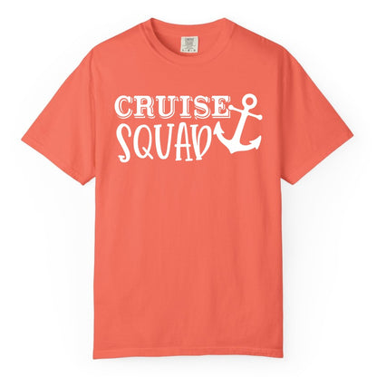 Cruise Squad Shirt - Nautical Cruise Group Matching Anchor Shirts (Comfort Color) in Bright Salmon - Cruise Squad Nautical Anchor Group Cruise Matching Shirt
