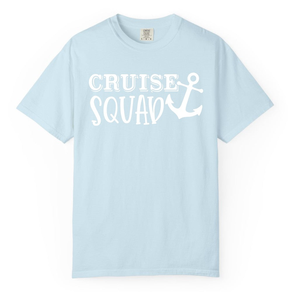 Cruise Squad Shirt - Nautical Cruise Group Matching Anchor Shirts (Comfort Color) in Chambray - Cruise Squad Nautical Anchor Group Cruise Matching Shirt