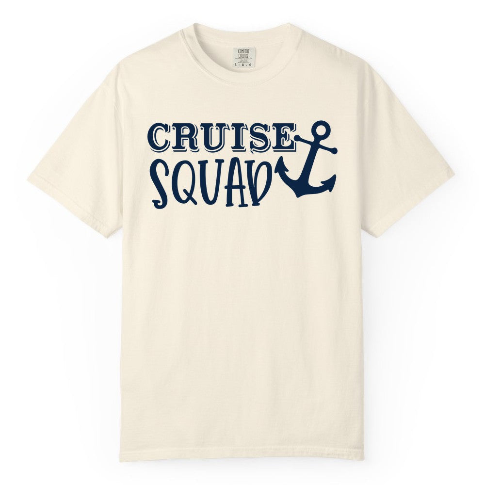 Cruise Squad Shirt - Nautical Cruise Group Matching Anchor Shirts (Comfort Color) in Ivory - Cruise Squad Nautical Anchor Group Cruise Matching Shirt