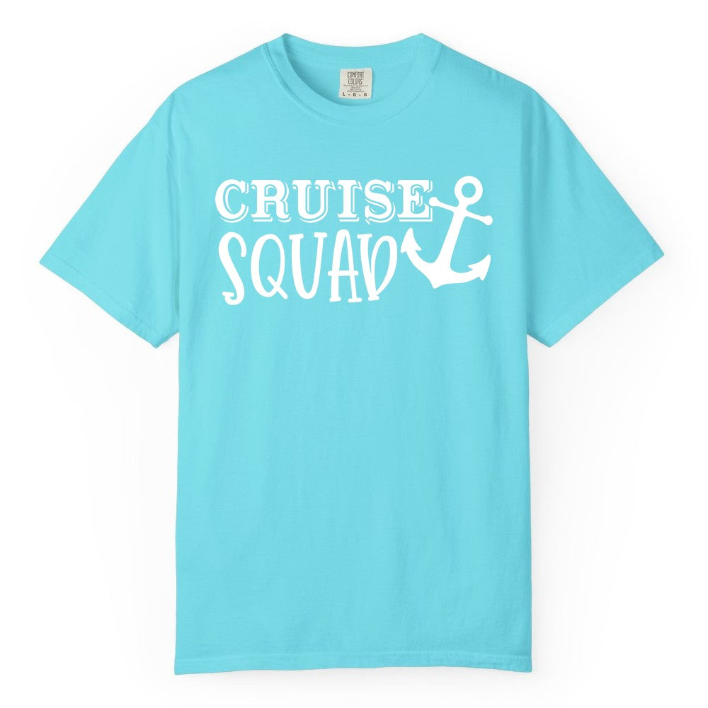 Cruise Squad Shirt - Nautical Cruise Group Matching Anchor Shirts (Comfort Color) in Lagoon Blue - Cruise Squad Nautical Anchor Group Cruise Matching Shirt