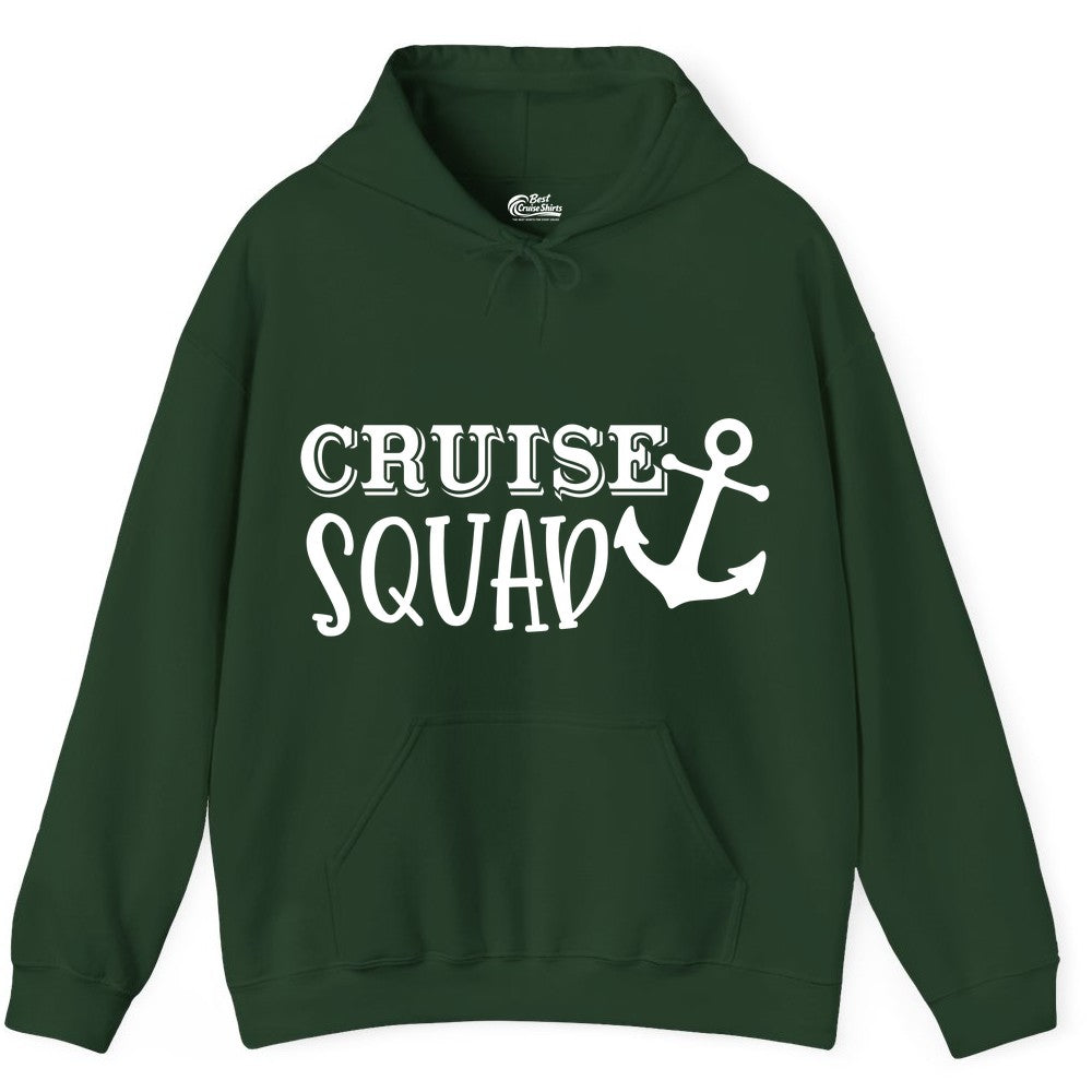 Cruise Squad Shirt - Nautical Cruise Group Matching Anchor Shirts (Hoodie) in Forest Green - Cruise Squad Nautical Anchor Group Cruise Matching Shirt