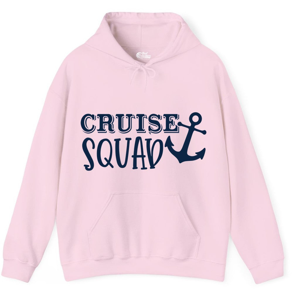 Cruise Squad Shirt - Nautical Cruise Group Matching Anchor Shirts (Hoodie) in Light Pink - Cruise Squad Nautical Anchor Group Cruise Matching Shirt