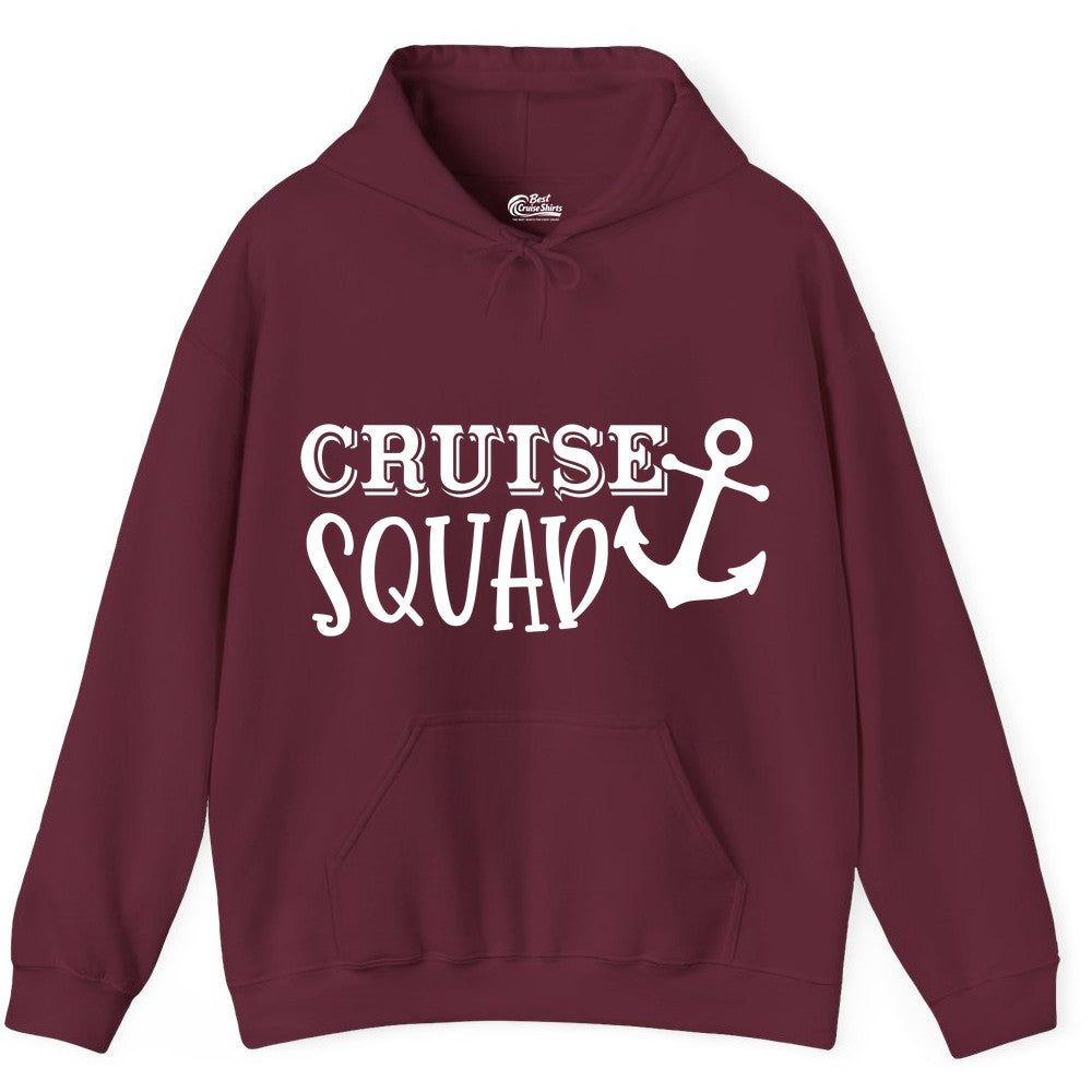 Cruise Squad Shirt - Nautical Cruise Group Matching Anchor Shirts (Hoodie) in Maroon - Cruise Squad Nautical Anchor Group Cruise Matching Shirt