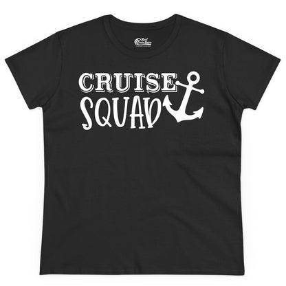Cruise Squad Shirt - Nautical Cruise Group Matching Anchor Shirts (Ladies Tee) in Black - Cruise Squad Nautical Anchor Group Cruise Matching Shirt