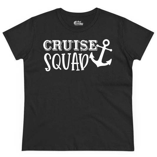 Cruise Squad Shirt - Nautical Cruise Group Matching Anchor Shirts (Ladies Tee) in Black - Cruise Squad Nautical Anchor Group Cruise Matching Shirt