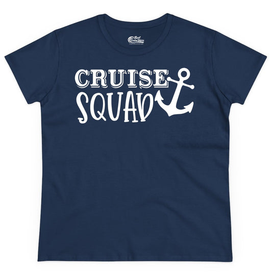 Cruise Squad Shirt - Nautical Cruise Group Matching Anchor Shirts (Ladies Tee) in Navy - Cruise Squad Nautical Anchor Group Cruise Matching Shirt