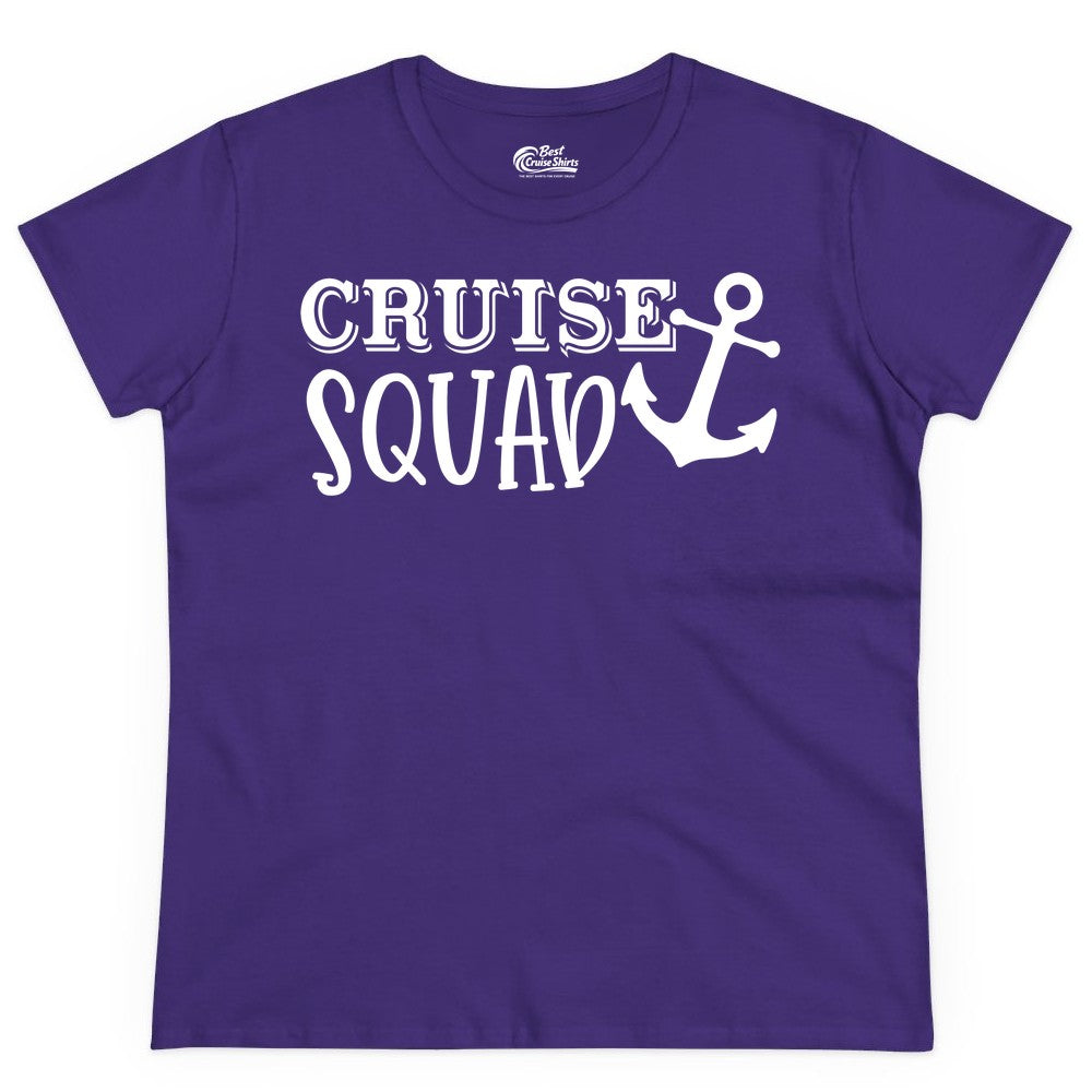 Cruise Squad Shirt - Nautical Cruise Group Matching Anchor Shirts (Ladies Tee) in Purple - Cruise Squad Nautical Anchor Group Cruise Matching Shirt