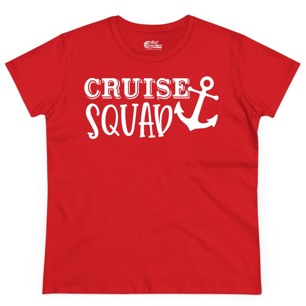 Cruise Squad Shirt - Nautical Cruise Group Matching Anchor Shirts (Ladies Tee) in Red - Cruise Squad Nautical Anchor Group Cruise Matching Shirt