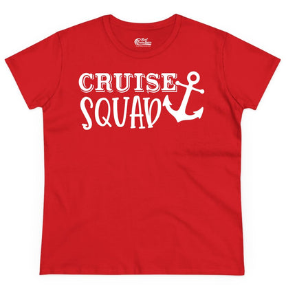 Cruise Squad Shirt - Nautical Cruise Group Matching Anchor Shirts (Ladies Tee) in Red - Cruise Squad Nautical Anchor Group Cruise Matching Shirt