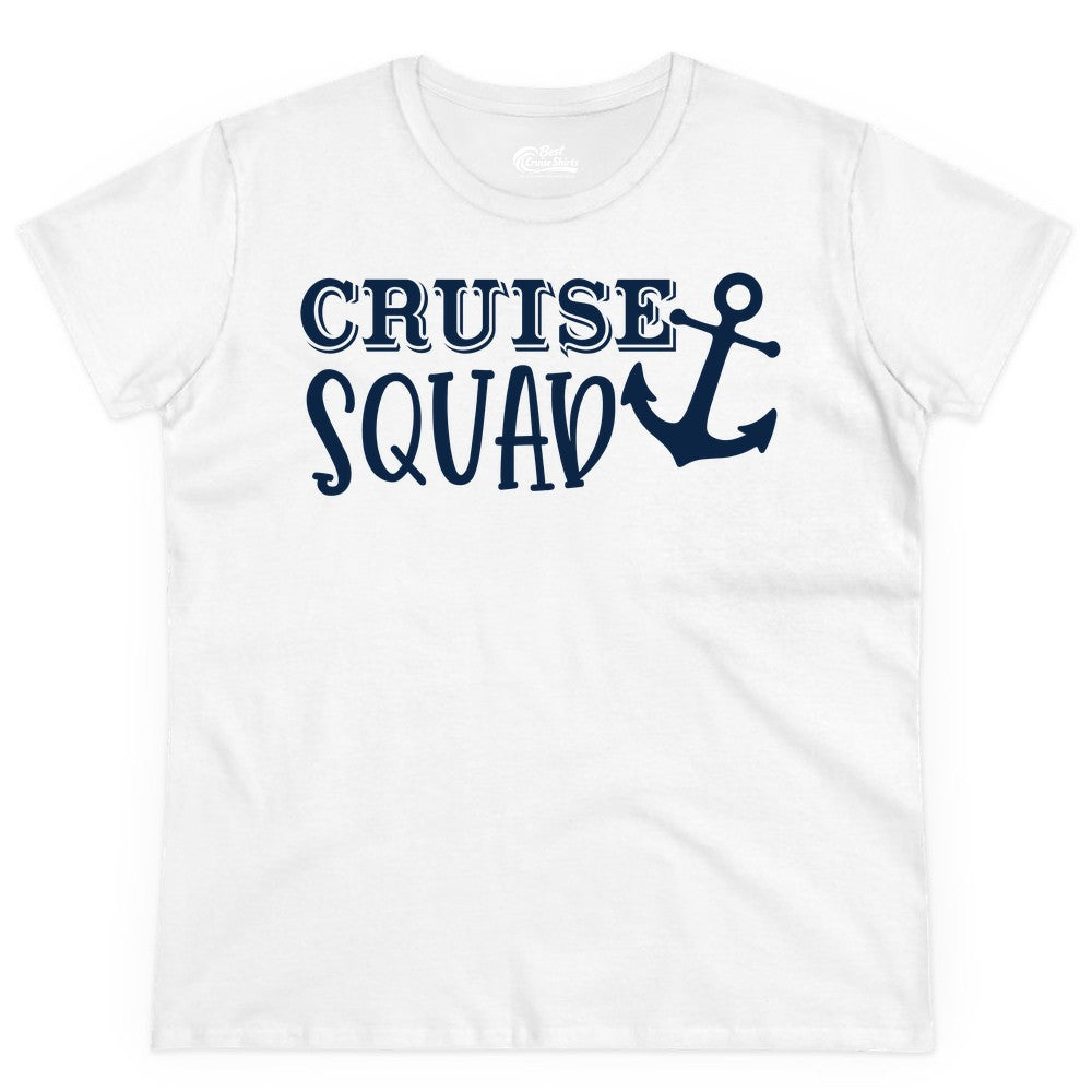 Cruise Squad Shirt - Nautical Cruise Group Matching Anchor Shirts (Ladies Tee) in White - Cruise Squad Nautical Anchor Group Cruise Matching Shirt