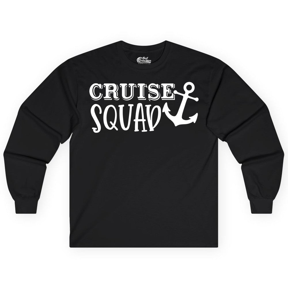Cruise Squad Shirt - Nautical Cruise Group Matching Anchor Shirts (Long Sleeve) in Black - Cruise Squad Nautical Anchor Group Cruise Matching Shirt