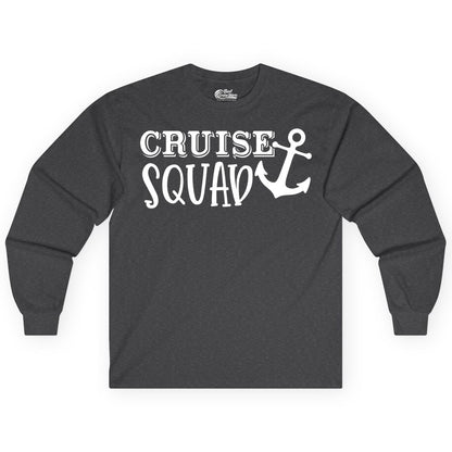 Cruise Squad Shirt - Nautical Cruise Group Matching Anchor Shirts (Long Sleeve) in Dark Heather - Cruise Squad Nautical Anchor Group Cruise Matching Shirt