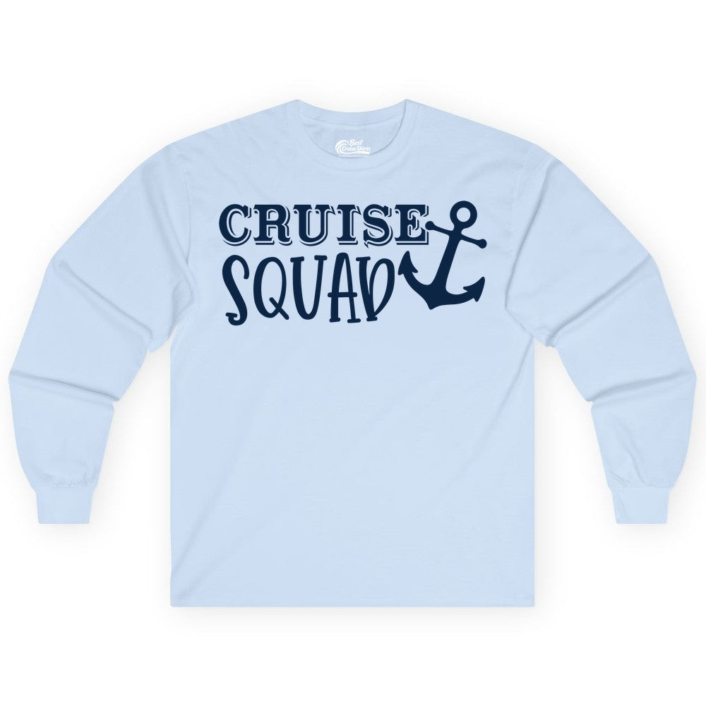 Cruise Squad Shirt - Nautical Cruise Group Matching Anchor Shirts (Long Sleeve) in Light Blue - Cruise Squad Nautical Anchor Group Cruise Matching Shirt