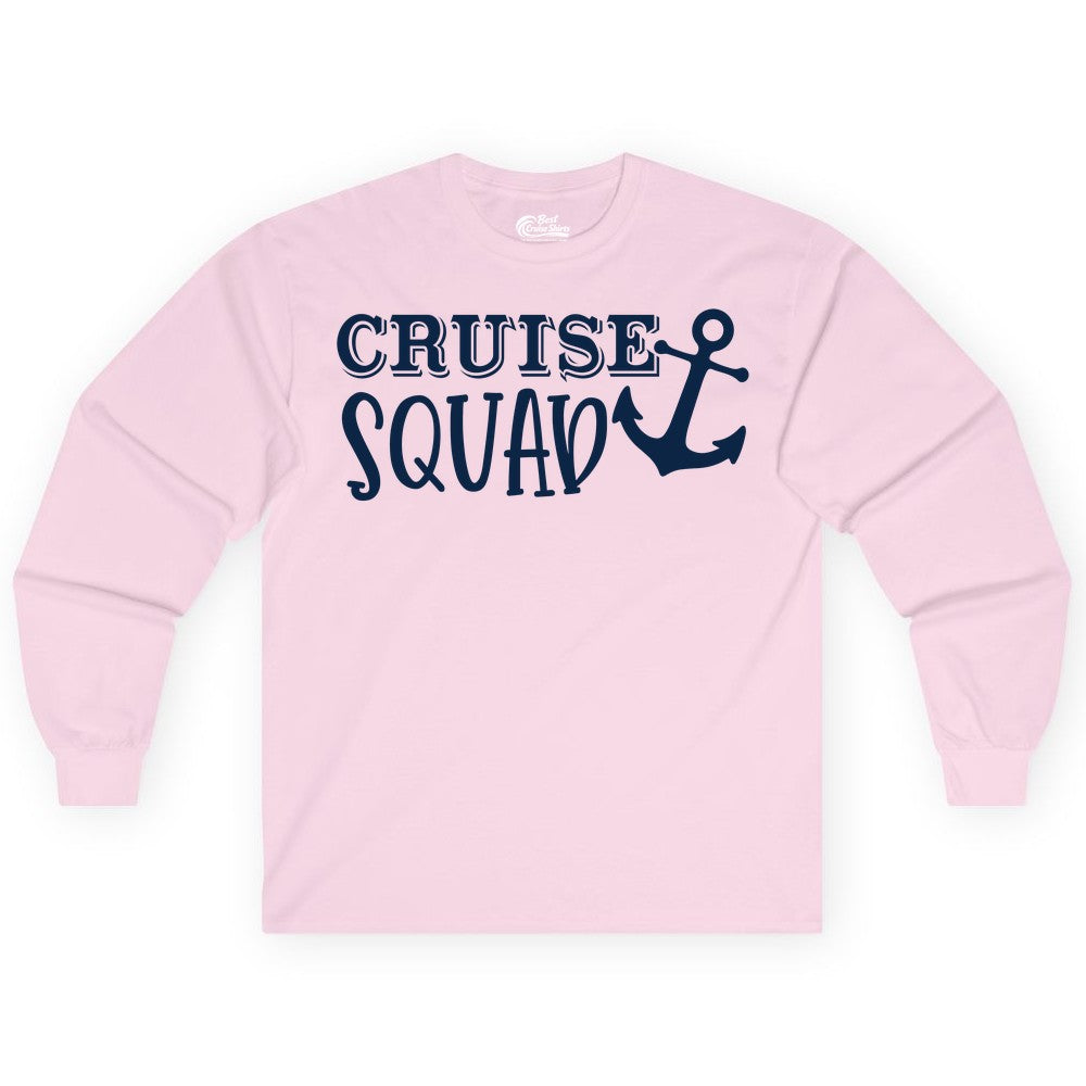 Cruise Squad Shirt - Nautical Cruise Group Matching Anchor Shirts (Long Sleeve) in Light Pink - Cruise Squad Nautical Anchor Group Cruise Matching Shirt
