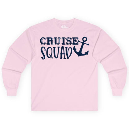 Cruise Squad Shirt - Nautical Cruise Group Matching Anchor Shirts (Long Sleeve) in Light Pink - Cruise Squad Nautical Anchor Group Cruise Matching Shirt