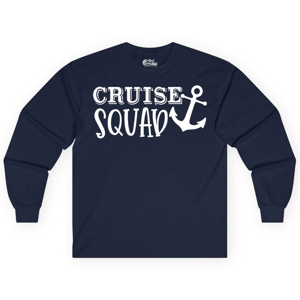 Cruise Squad Shirt - Nautical Cruise Group Matching Anchor Shirts (Long Sleeve) in Navy - Cruise Squad Nautical Anchor Group Cruise Matching Shirt