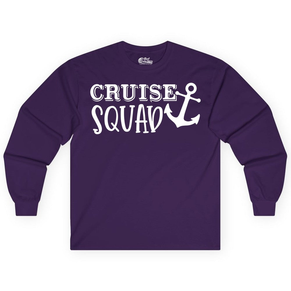 Cruise Squad Shirt - Nautical Cruise Group Matching Anchor Shirts (Long Sleeve) in Purple - Cruise Squad Nautical Anchor Group Cruise Matching Shirt