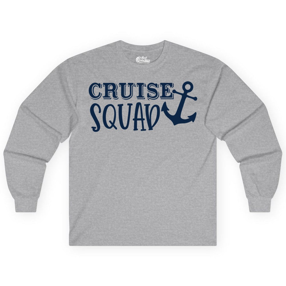 Cruise Squad Shirt - Nautical Cruise Group Matching Anchor Shirts (Long Sleeve) in Sport Grey - Cruise Squad Nautical Anchor Group Cruise Matching Shirt