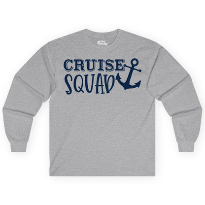 Cruise Squad Shirt - Nautical Cruise Group Matching Anchor Shirts (Long Sleeve) in Sport Grey - Cruise Squad Nautical Anchor Group Cruise Matching Shirt