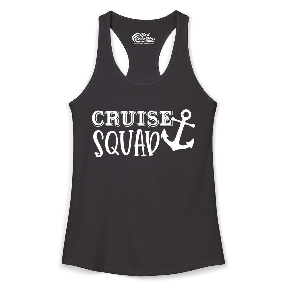 Cruise Squad Shirt - Nautical Cruise Group Matching Anchor Shirts (Ladies Tank) in Black - Cruise Squad Nautical Anchor Group Cruise Matching Shirt