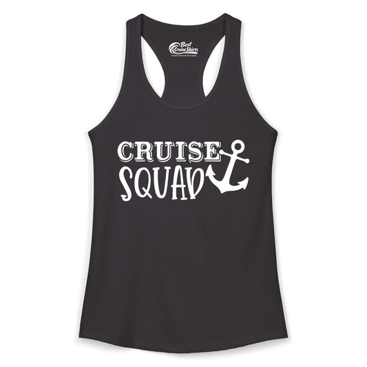 Cruise Squad Shirt - Nautical Cruise Group Matching Anchor Shirts (Ladies Tank) in Black - Cruise Squad Nautical Anchor Group Cruise Matching Shirt