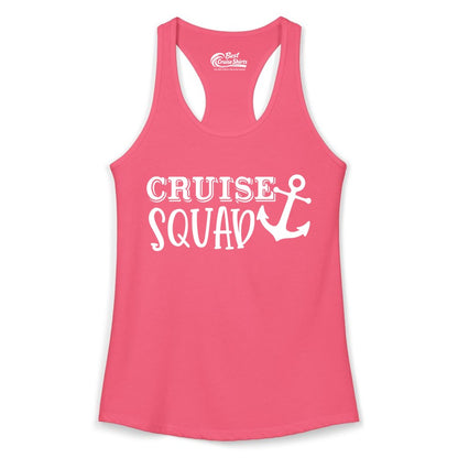 Cruise Squad Shirt - Nautical Cruise Group Matching Anchor Shirts (Ladies Tank) in Hot Pink - Cruise Squad Nautical Anchor Group Cruise Matching Shirt