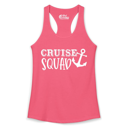 Cruise Squad Shirt - Nautical Cruise Group Matching Anchor Shirts (Ladies Tank) in Hot Pink - Cruise Squad Nautical Anchor Group Cruise Matching Shirt