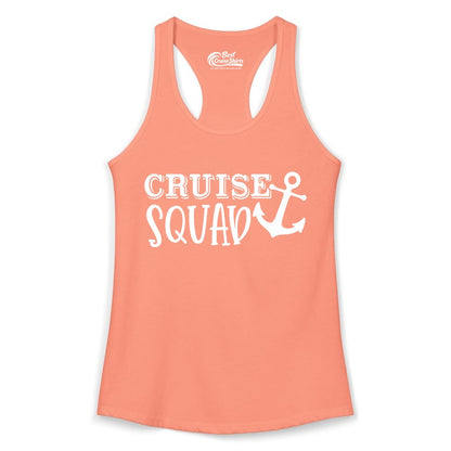 Cruise Squad Shirt - Nautical Cruise Group Matching Anchor Shirts (Ladies Tank) in Solid Light Orange - Cruise Squad Nautical Anchor Group Cruise Matching Shirt