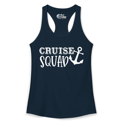 Cruise Squad Shirt - Nautical Cruise Group Matching Anchor Shirts (Ladies Tank) in Solid Midnight Navy - Cruise Squad Nautical Anchor Group Cruise Matching Shirt