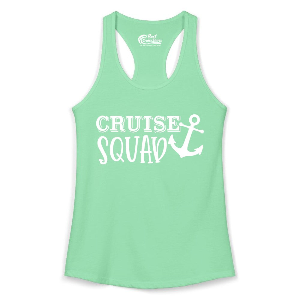 Cruise Squad Shirt - Nautical Cruise Group Matching Anchor Shirts (Ladies Tank) in Solid Mint - Cruise Squad Nautical Anchor Group Cruise Matching Shirt