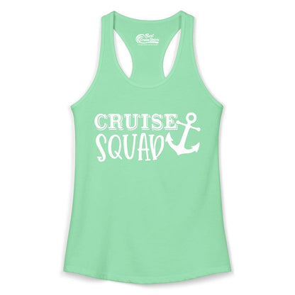 Cruise Squad Shirt - Nautical Cruise Group Matching Anchor Shirts (Ladies Tank) in Solid Mint - Cruise Squad Nautical Anchor Group Cruise Matching Shirt