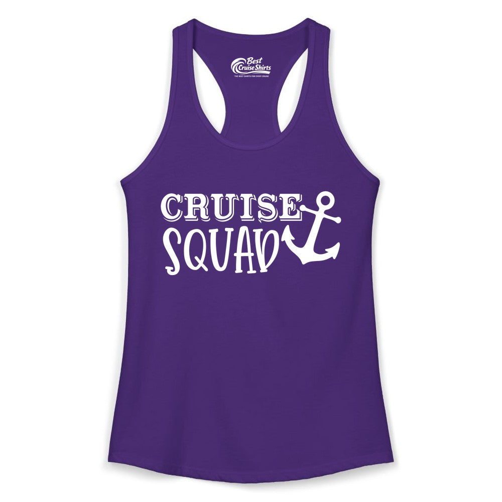 Cruise Squad Shirt - Nautical Cruise Group Matching Anchor Shirts (Ladies Tank) in Solid Purple Rush - Cruise Squad Nautical Anchor Group Cruise Matching Shirt