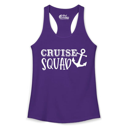 Cruise Squad Shirt - Nautical Cruise Group Matching Anchor Shirts (Ladies Tank) in Solid Purple Rush - Cruise Squad Nautical Anchor Group Cruise Matching Shirt