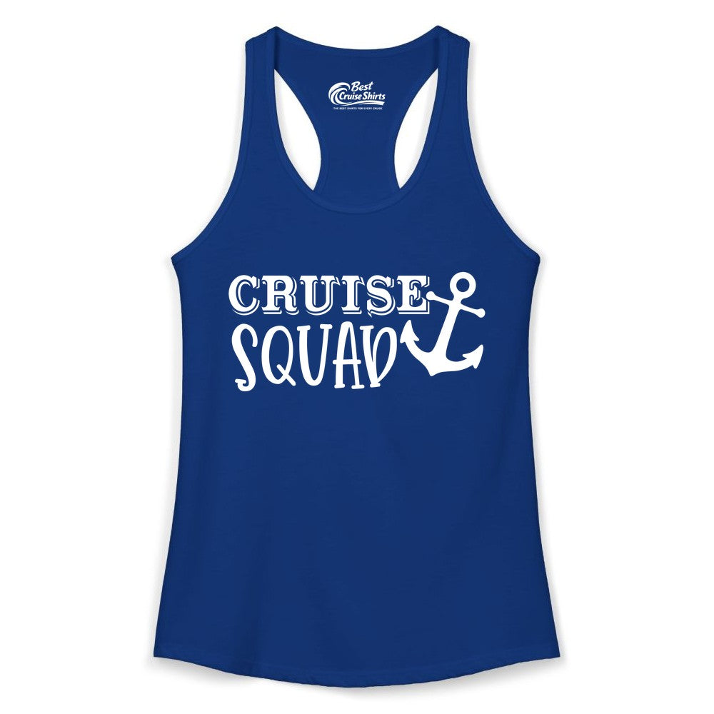 Cruise Squad Shirt - Nautical Cruise Group Matching Anchor Shirts (Ladies Tank) in Solid Royal - Cruise Squad Nautical Anchor Group Cruise Matching Shirt