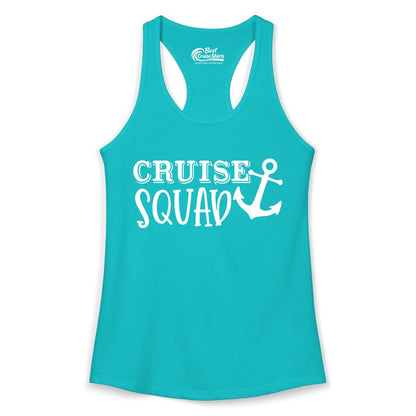 Cruise Squad Shirt - Nautical Cruise Group Matching Anchor Shirts (Ladies Tank) in Tahiti Blue - Cruise Squad Nautical Anchor Group Cruise Matching Shirt