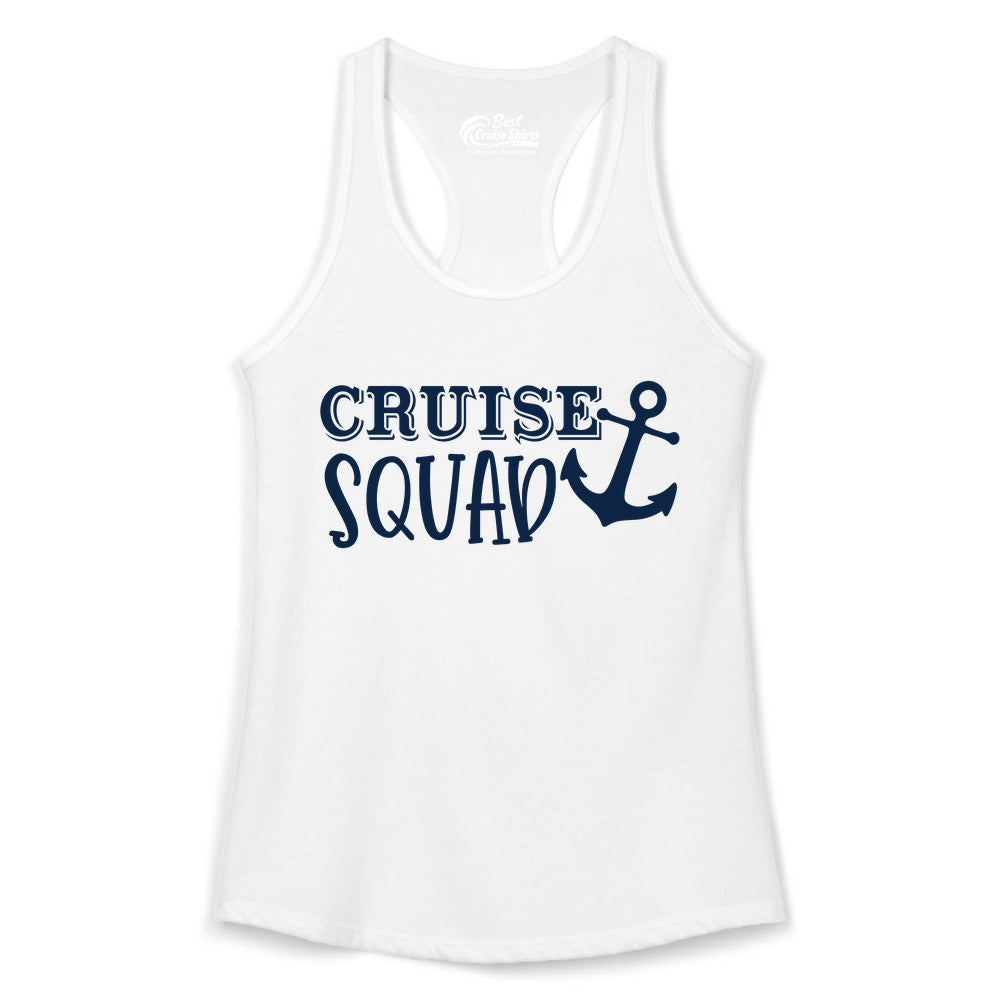 Cruise Squad Shirt - Nautical Cruise Group Matching Anchor Shirts (Ladies Tank) in White - Cruise Squad Nautical Anchor Group Cruise Matching Shirt