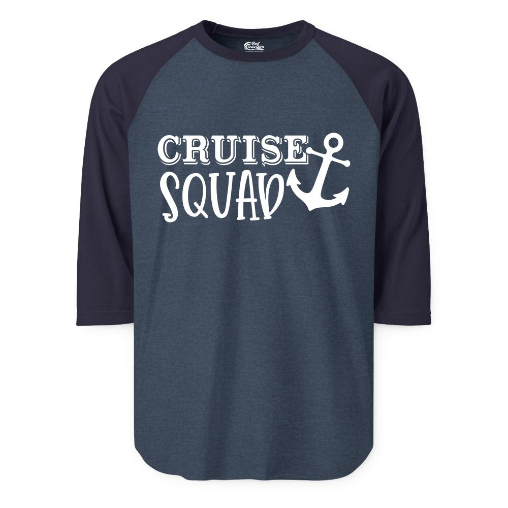 Cruise Squad Shirt - Nautical Cruise Group Matching Anchor Shirts (Raglan) in Heather DenimNavy - Cruise Squad Nautical Anchor Group Cruise Matching Shirt