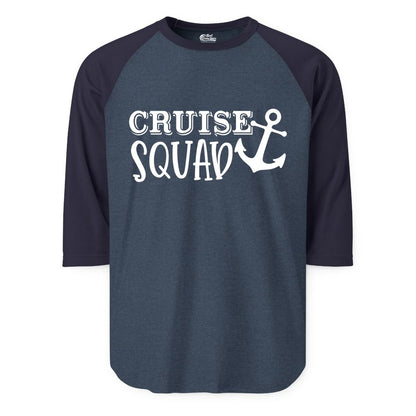 Cruise Squad Shirt - Nautical Cruise Group Matching Anchor Shirts (Raglan) in Heather DenimNavy - Cruise Squad Nautical Anchor Group Cruise Matching Shirt
