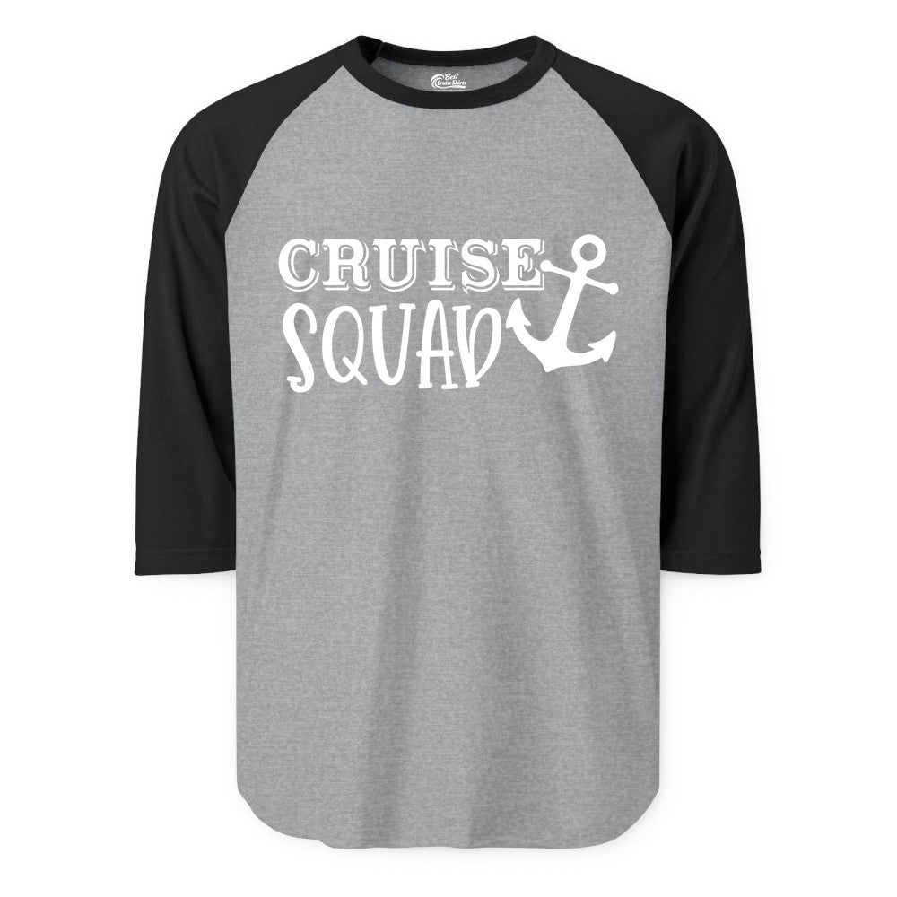 Cruise Squad Shirt - Nautical Cruise Group Matching Anchor Shirts (Raglan) in Heather GreyBlack - Cruise Squad Nautical Anchor Group Cruise Matching Shirt