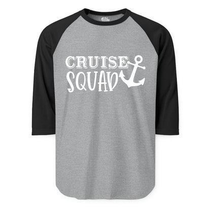 Cruise Squad Shirt - Nautical Cruise Group Matching Anchor Shirts (Raglan) in Heather GreyBlack - Cruise Squad Nautical Anchor Group Cruise Matching Shirt