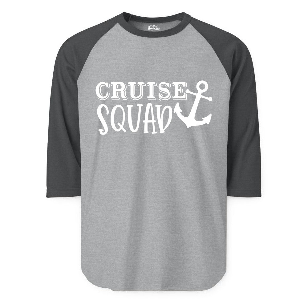 Cruise Squad Shirt - Nautical Cruise Group Matching Anchor Shirts (Raglan) in Heather GreyHeather Charcoal - Cruise Squad Nautical Anchor Group Cruise Matching Shirt