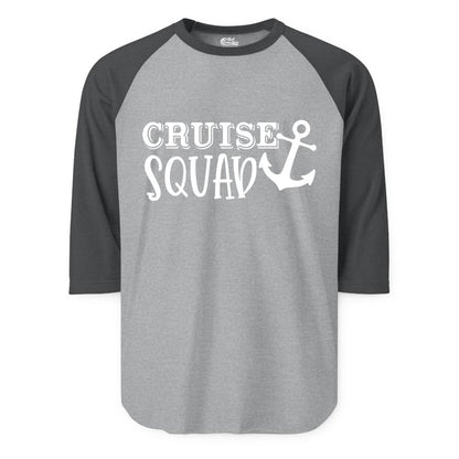 Cruise Squad Shirt - Nautical Cruise Group Matching Anchor Shirts (Raglan) in Heather GreyHeather Charcoal - Cruise Squad Nautical Anchor Group Cruise Matching Shirt