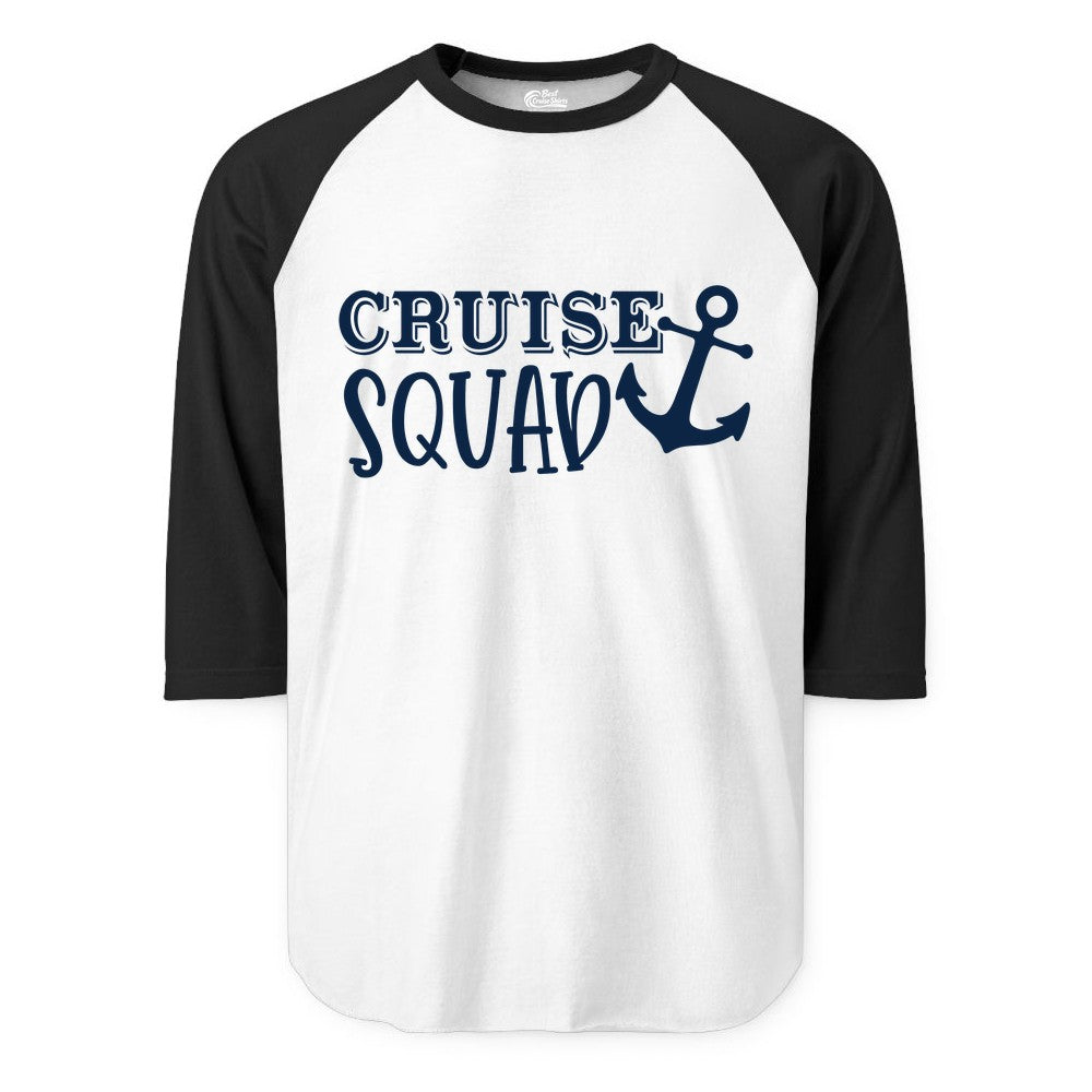 Cruise Squad Shirt - Nautical Cruise Group Matching Anchor Shirts (Raglan) in WhiteBlack - Cruise Squad Nautical Anchor Group Cruise Matching Shirt