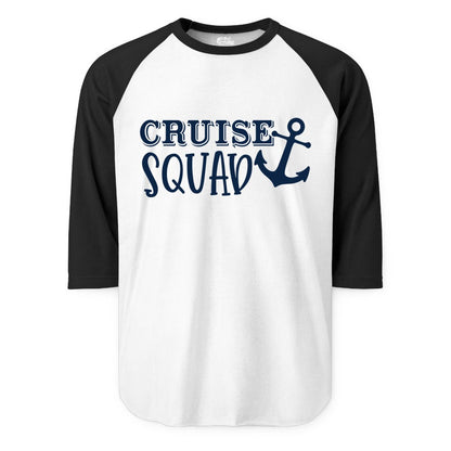 Cruise Squad Shirt - Nautical Cruise Group Matching Anchor Shirts (Raglan) in WhiteBlack - Cruise Squad Nautical Anchor Group Cruise Matching Shirt