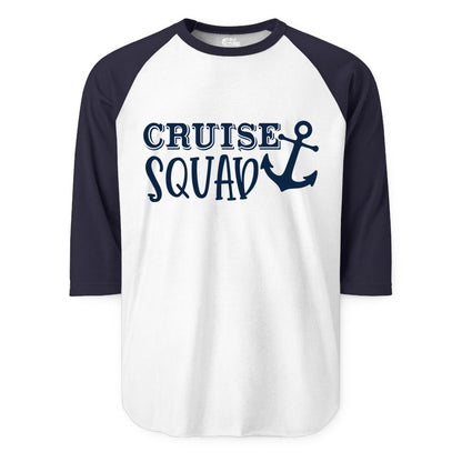 Cruise Squad Shirt - Nautical Cruise Group Matching Anchor Shirts (Raglan) in WhiteNavy - Cruise Squad Nautical Anchor Group Cruise Matching Shirt