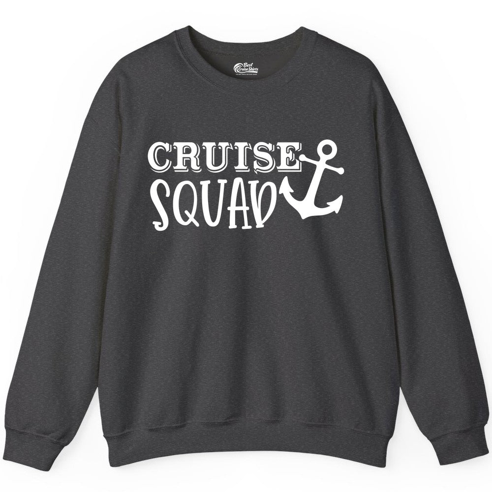 Cruise Squad Shirt - Nautical Cruise Group Matching Anchor Shirts (Sweatshirt) in Dark Heather - Cruise Squad Nautical Anchor Group Cruise Matching Shirt
