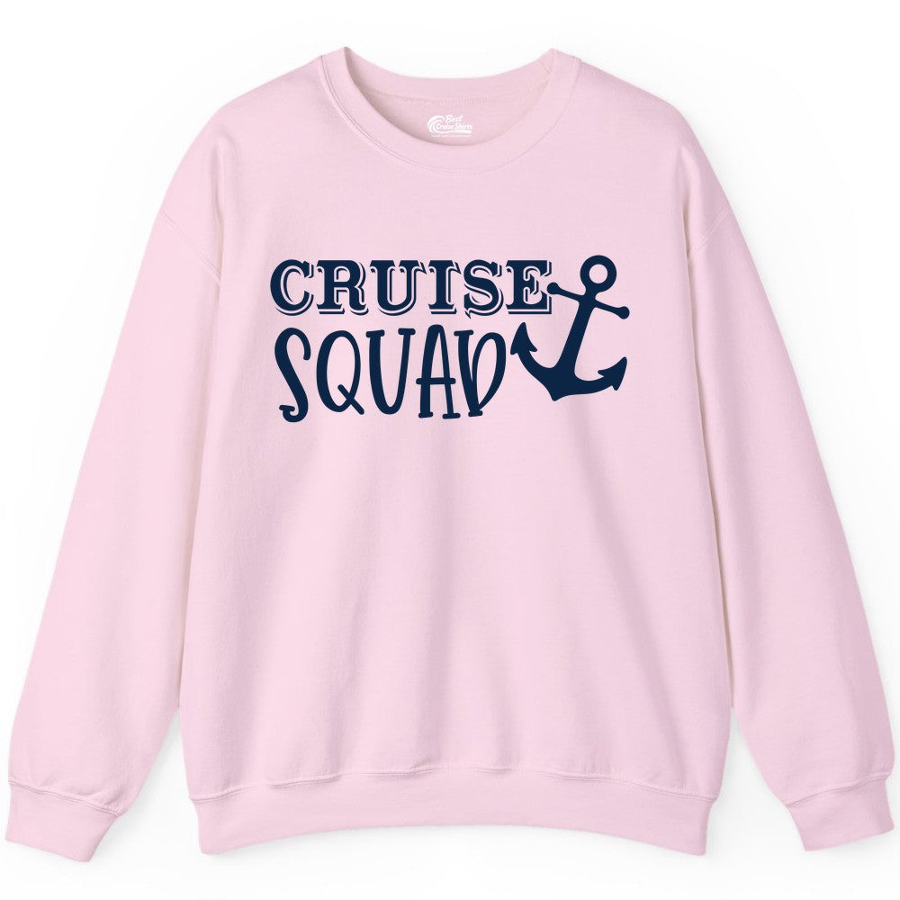 Cruise Squad Shirt - Nautical Cruise Group Matching Anchor Shirts (Sweatshirt) in Light Pink - Cruise Squad Nautical Anchor Group Cruise Matching Shirt