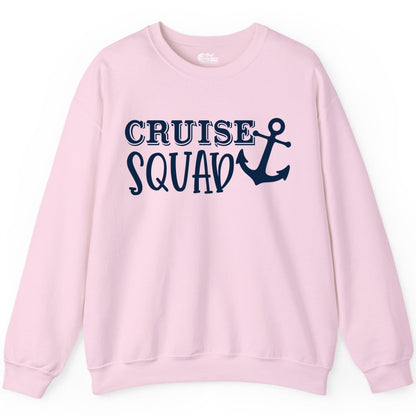 Cruise Squad Shirt - Nautical Cruise Group Matching Anchor Shirts (Sweatshirt) in Light Pink - Cruise Squad Nautical Anchor Group Cruise Matching Shirt
