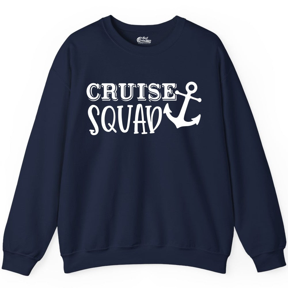 Cruise Squad Shirt - Nautical Cruise Group Matching Anchor Shirts (Sweatshirt) in Navy - Cruise Squad Nautical Anchor Group Cruise Matching Shirt